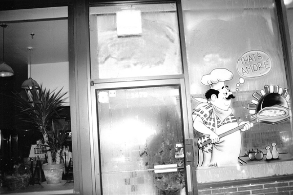 circa 1992 - Window painting at Amore in Scarsdale